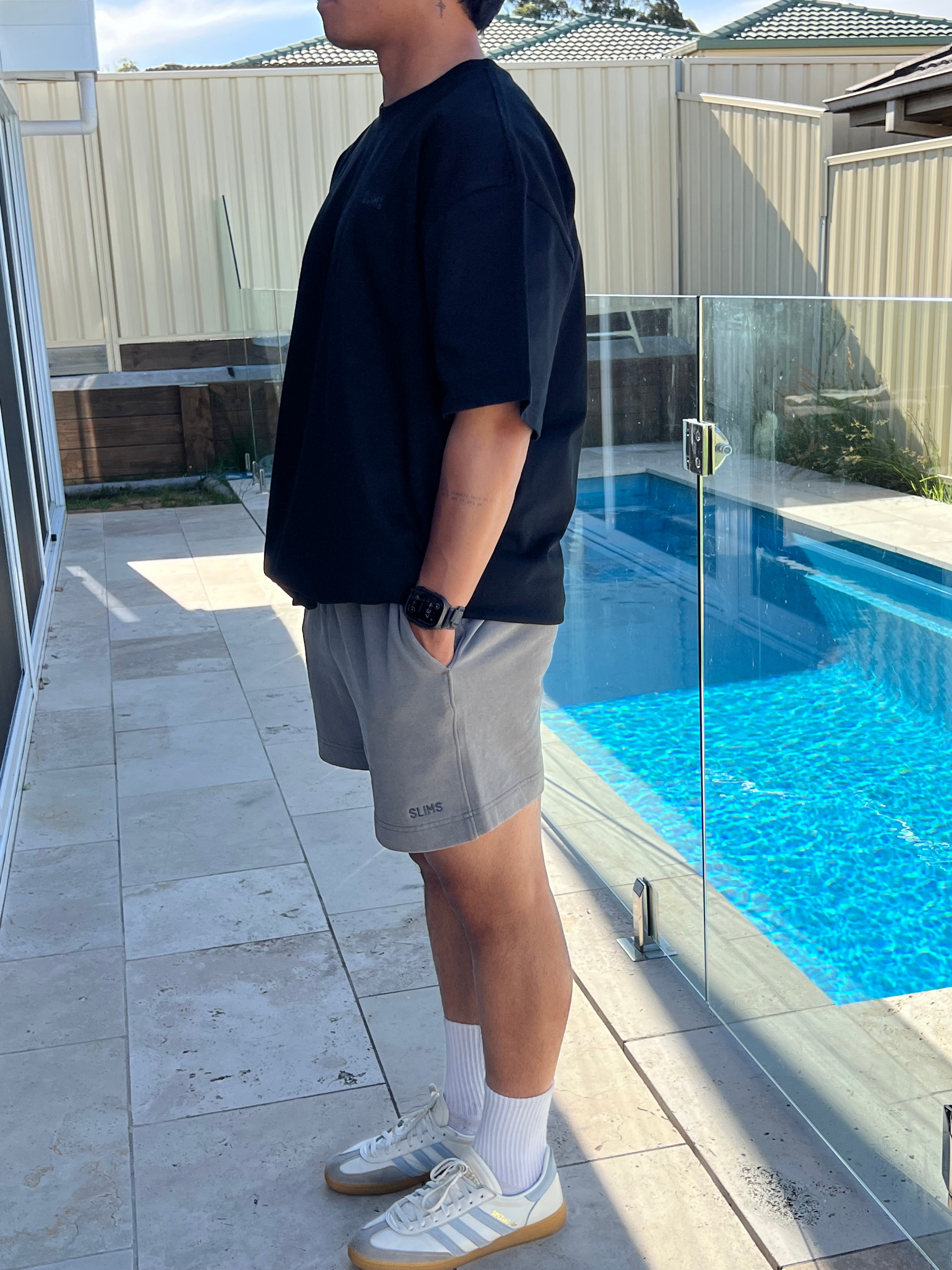 Mens Grey Slims Shorts (Shorts Only) -PREPAID ITEM