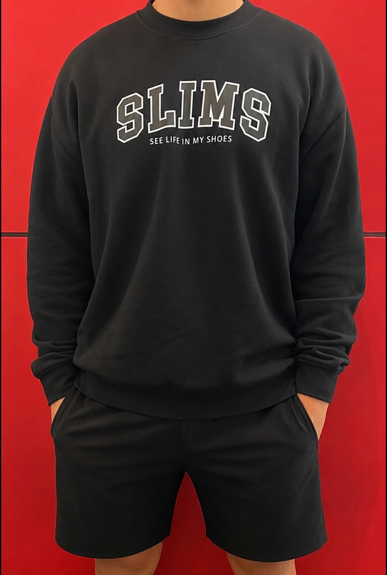 NEW ARRIVAL!! Slims Black Statement Crew Jumper (Pre-Order)
